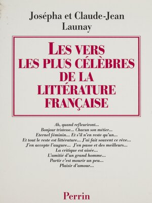 cover image of Les Vers les plus célèbres de la littérature française